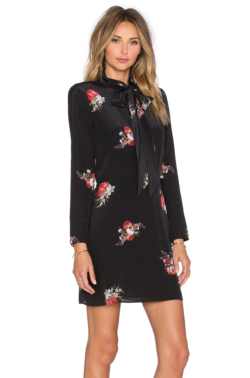 lace collar floral print dress