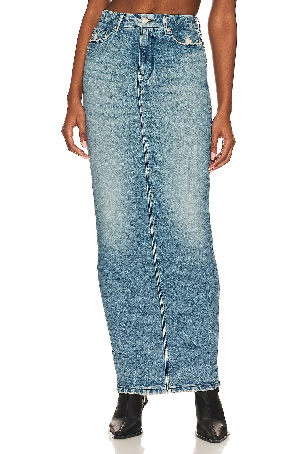 Tube Maxi Denim Skirt