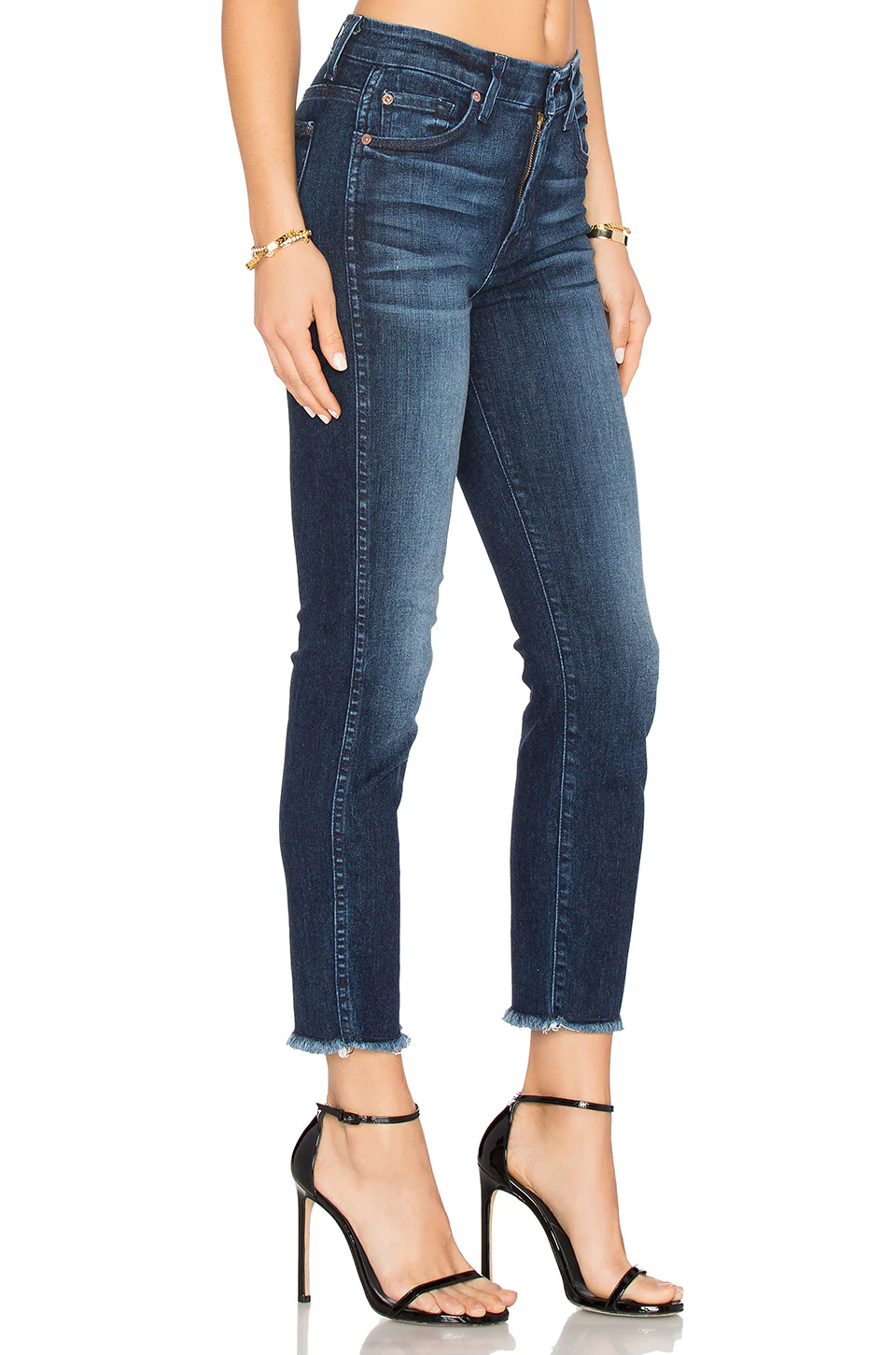 high waist ankle straight jeans