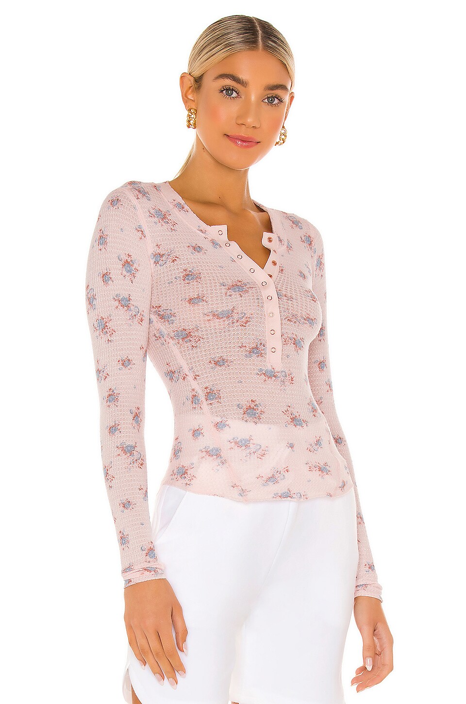 ONE OF THE GIRLS PRINTED Henley top