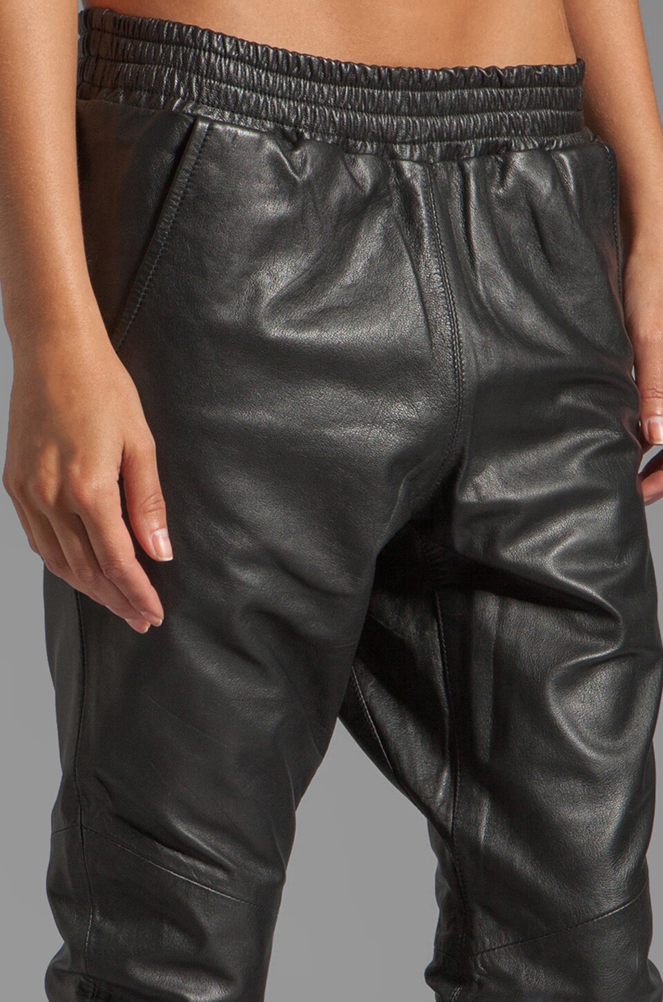 Leather Drop Rise Trackies