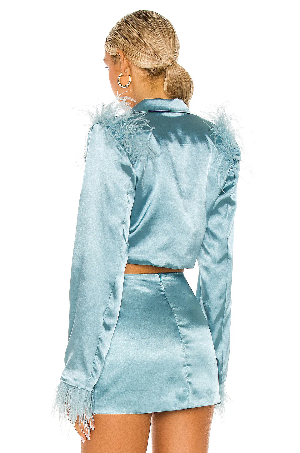 Feathered Double Breasted Cropped Blazer