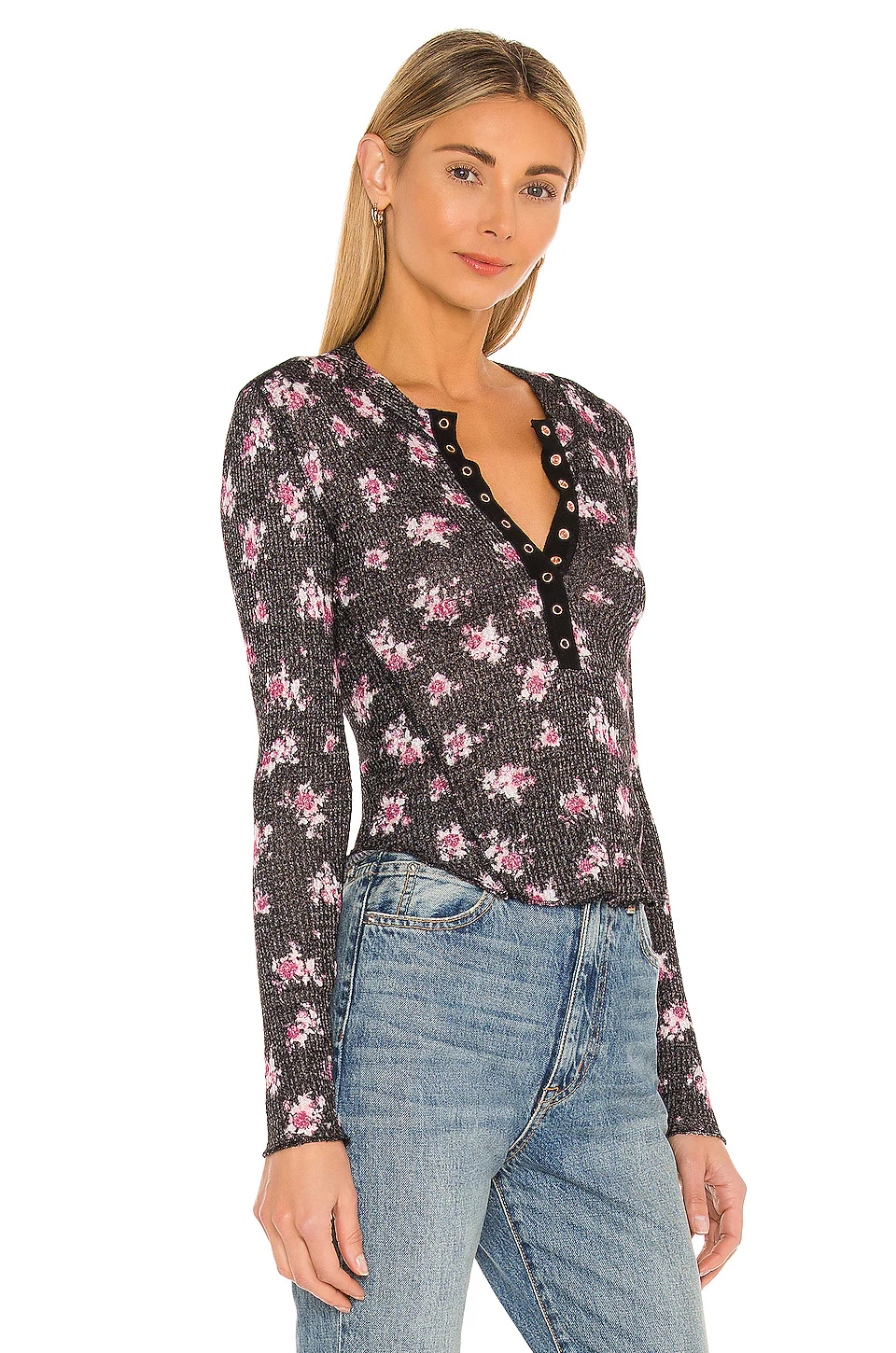 ONE OF THE GIRLS PRINTED Henley top