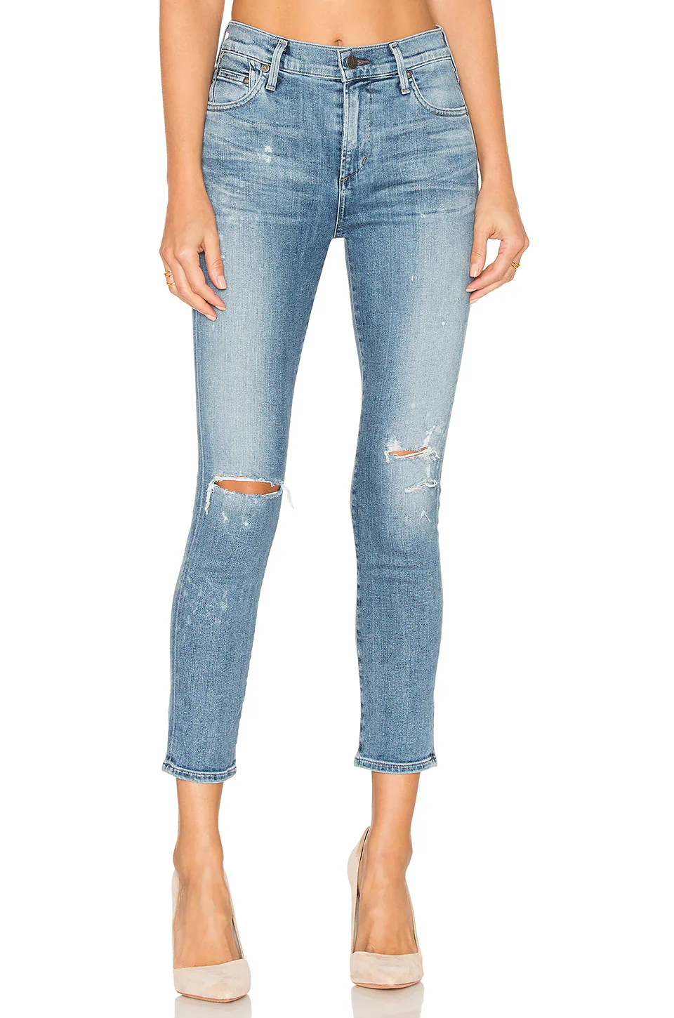 ROCKET CROP high-crotch three-point/nine-point skinny jeans