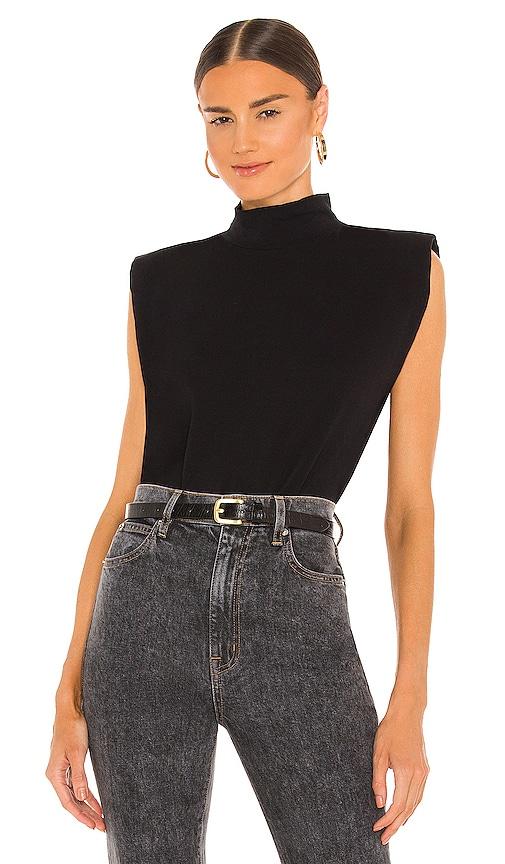 Mock Neck Shoulder Pad Tee