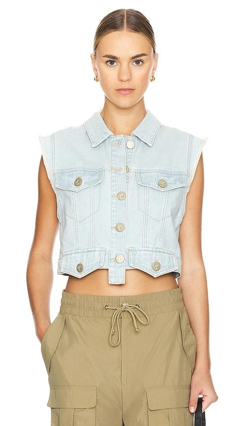 Cropped Denim Trucker Top