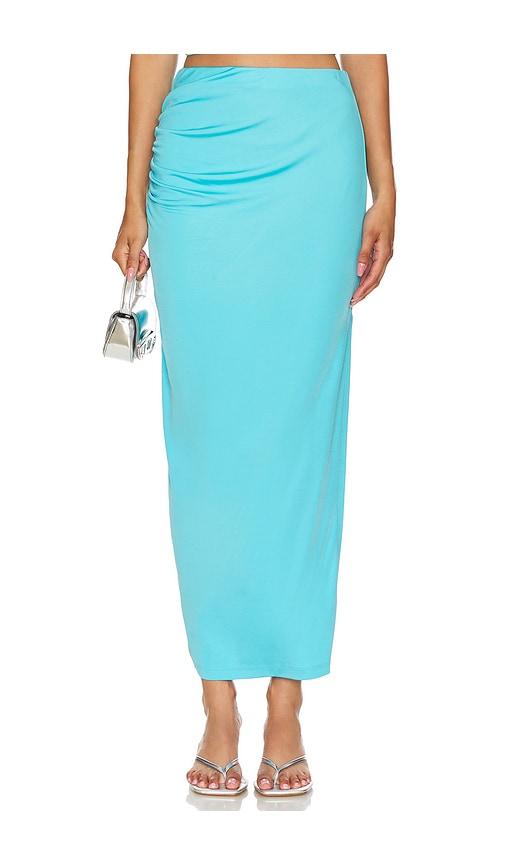 Solid Side Gathered Slit Skirt