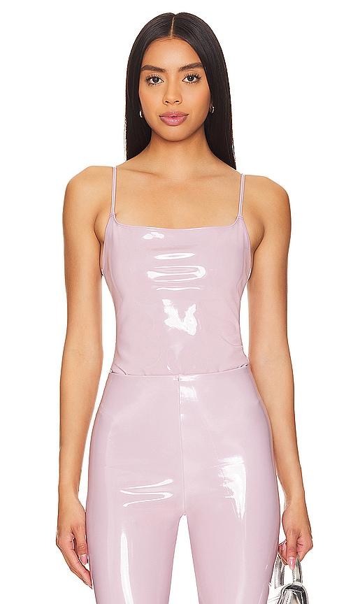 Faux Patent Leather Cami Bodysuit