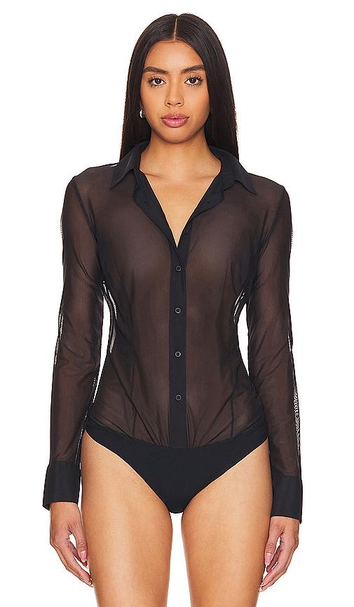 Chic Mesh Button Down Bodysuit