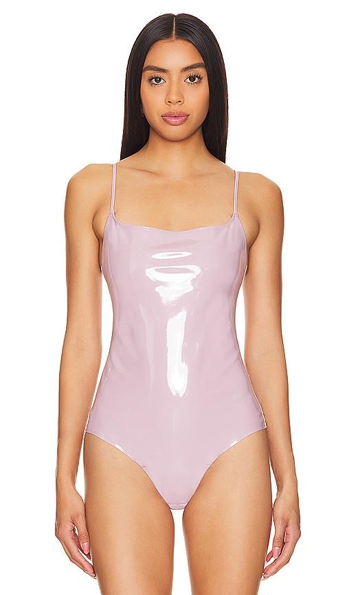 Faux Patent Leather Cami Bodysuit