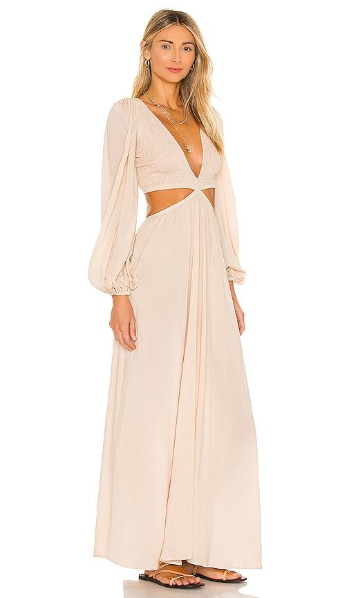 Julie Solid Ruched Bodice Cutaway Maxi Dress