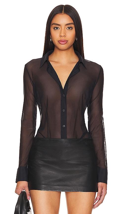 Chic Mesh Button Down Bodysuit