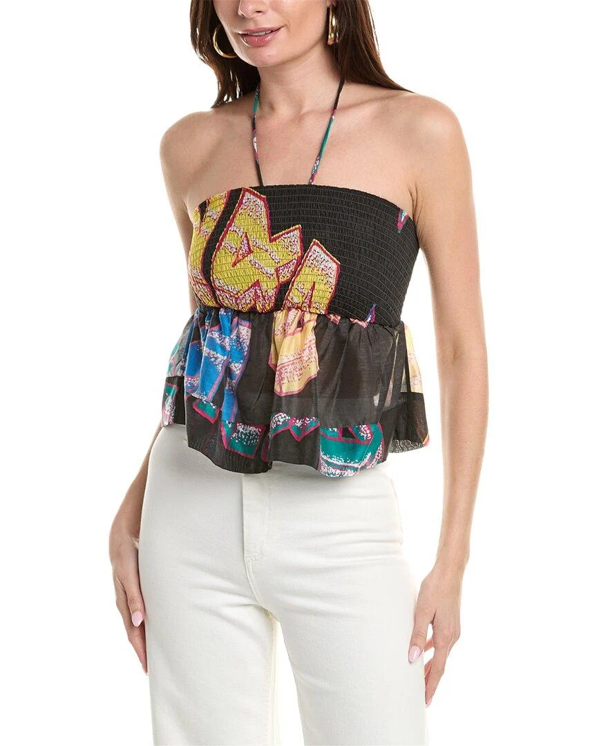 GANNI Sheer Voile Cropped Strap Top