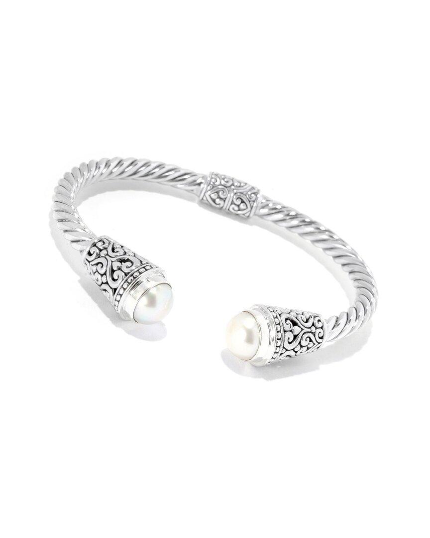 Samuel B. Silver 10mm Pearl Balinese Design Bangle Bracelet