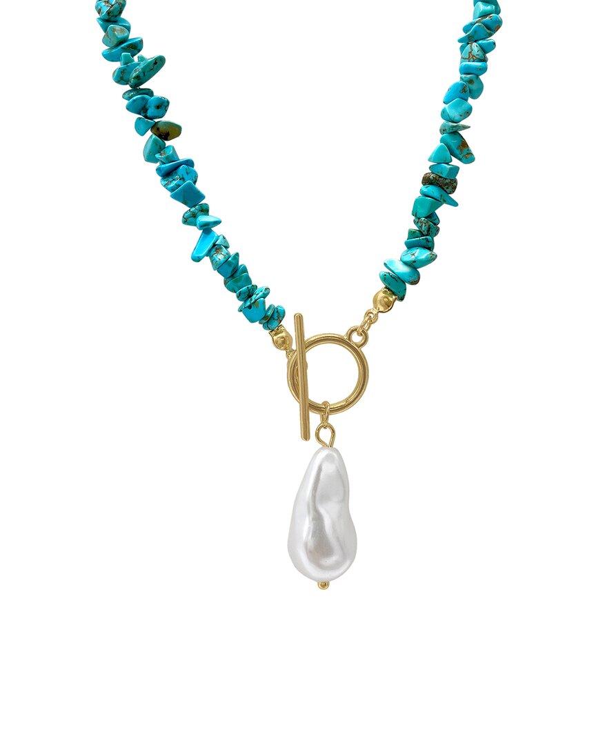 Adornia 14K Plated Pearl Toggle Necklace