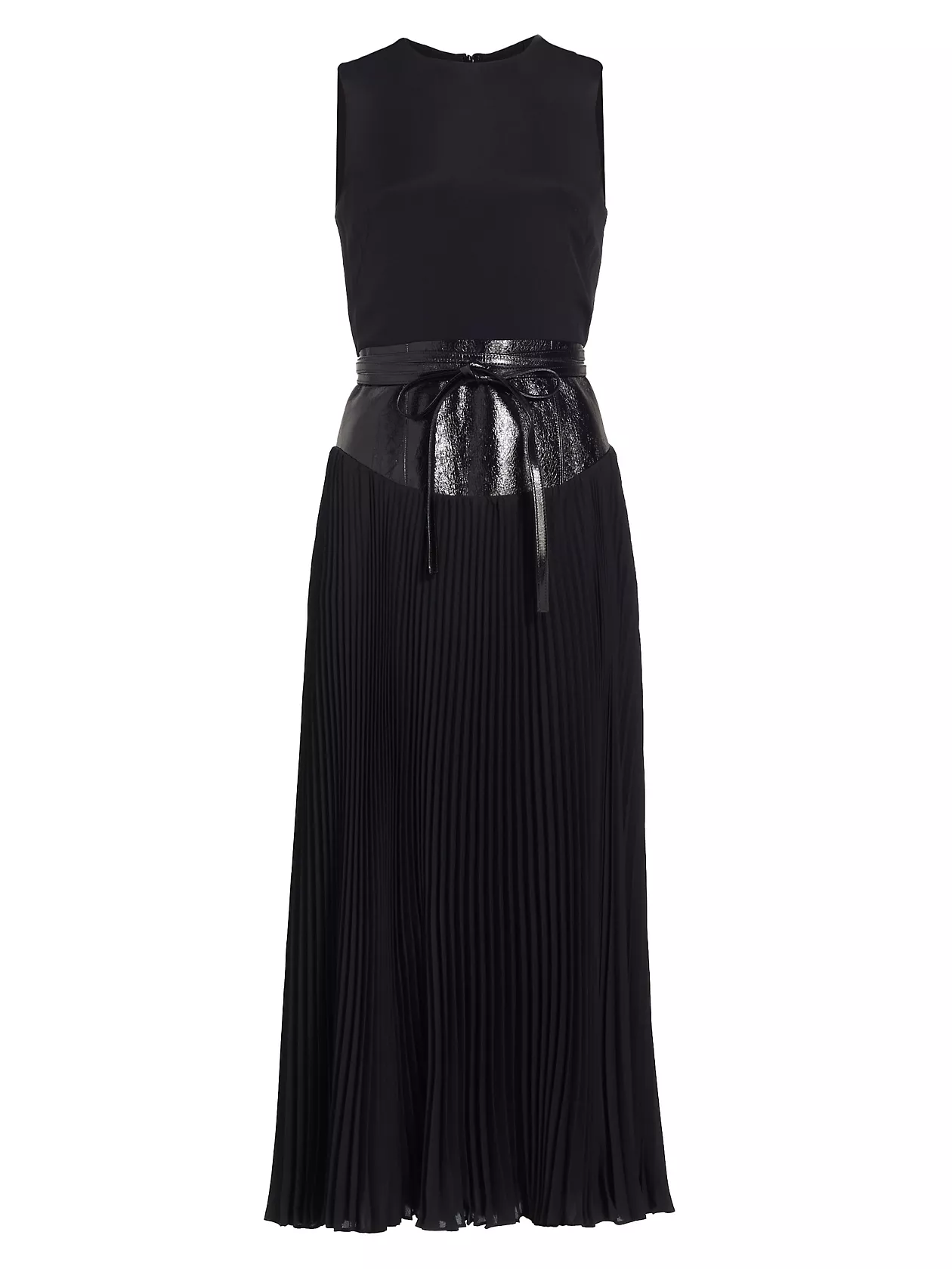 Pleated-Skirt Silk Maxi Dress