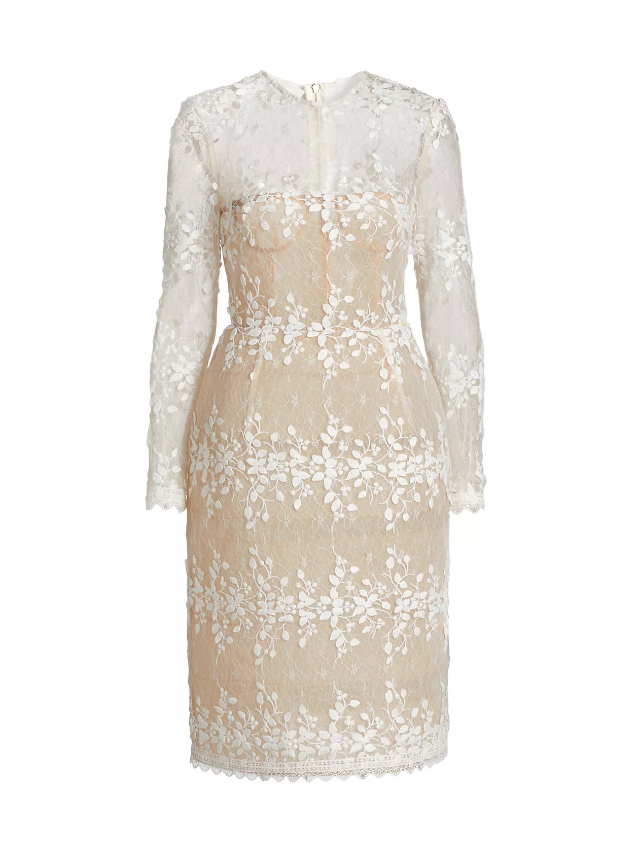 Masey Embroidered Lace Long-Sleeve Midi-Dress