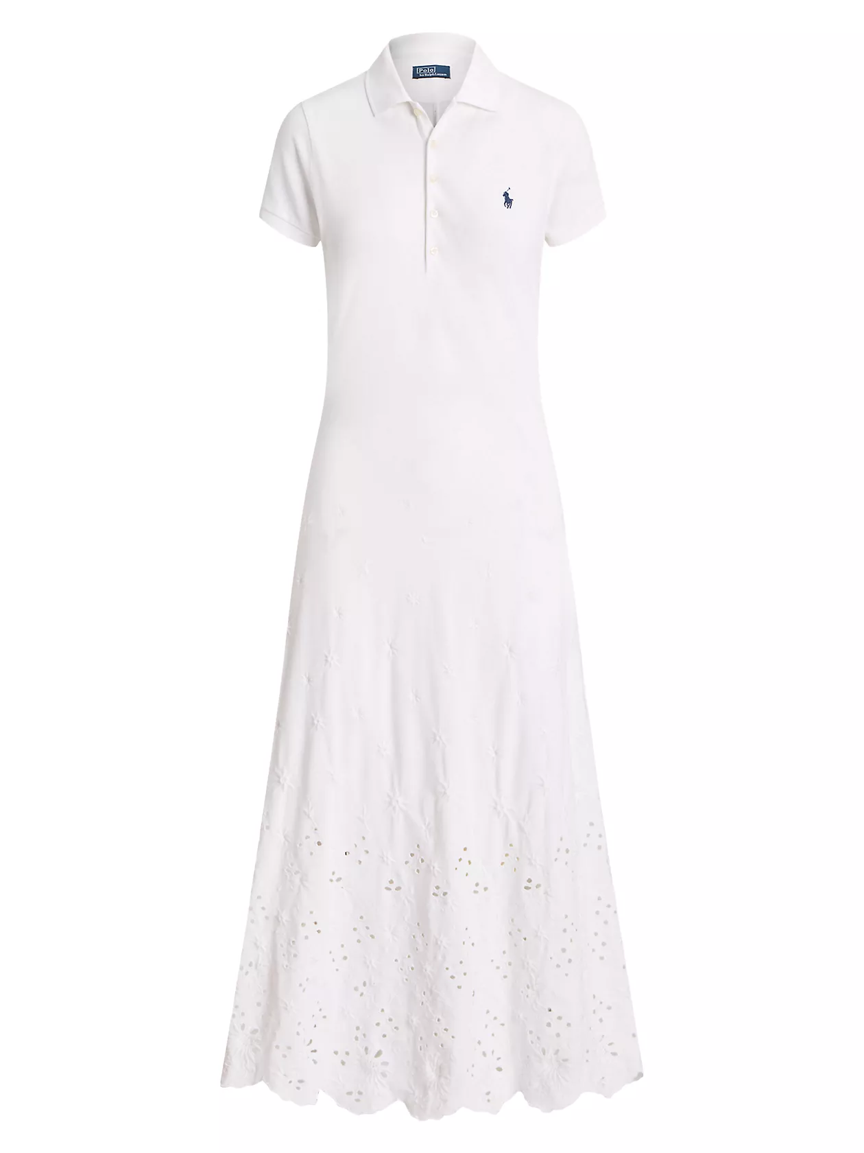 Eyelet Polo Midi-Dress