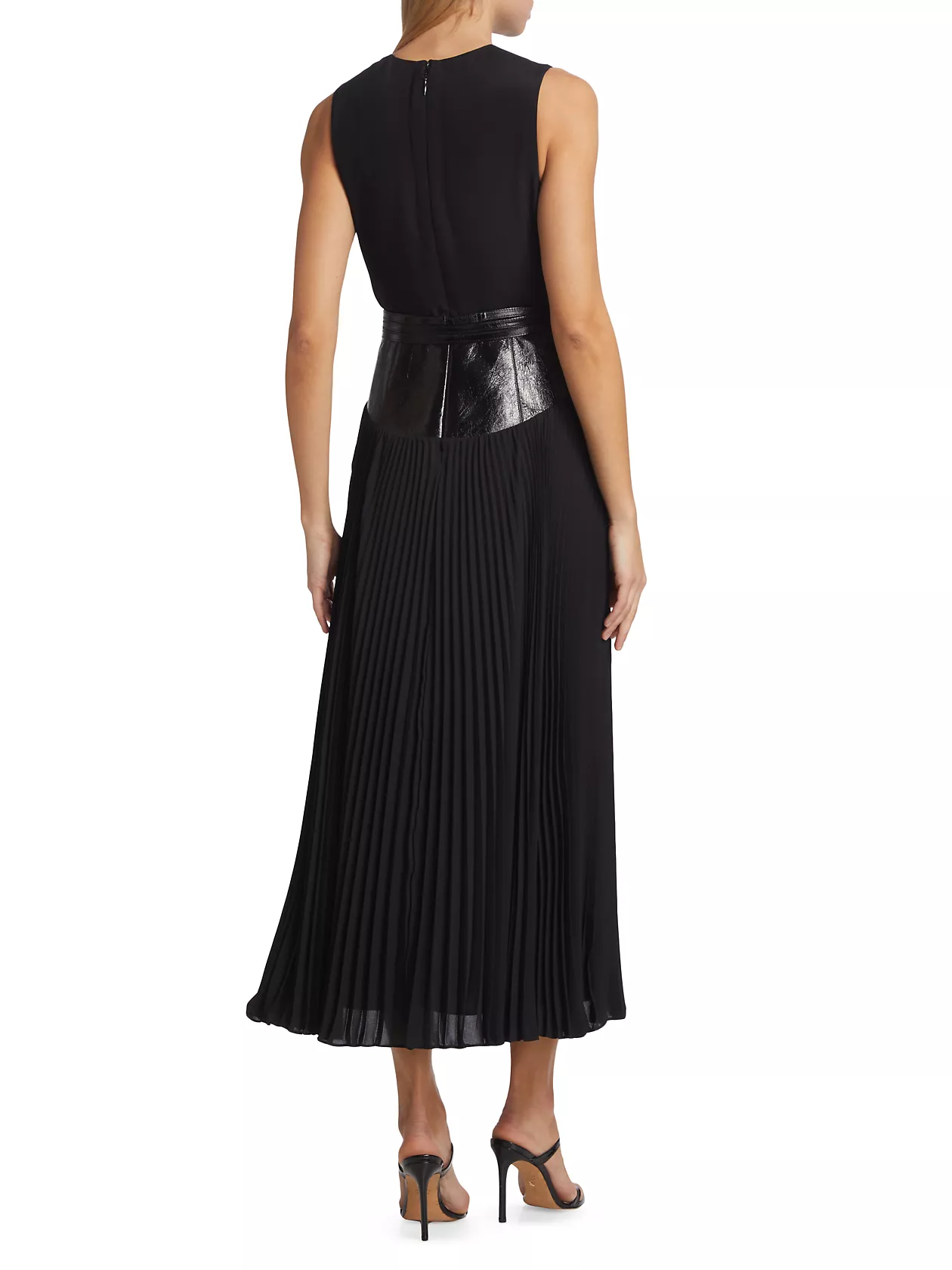 Pleated-Skirt Silk Maxi Dress