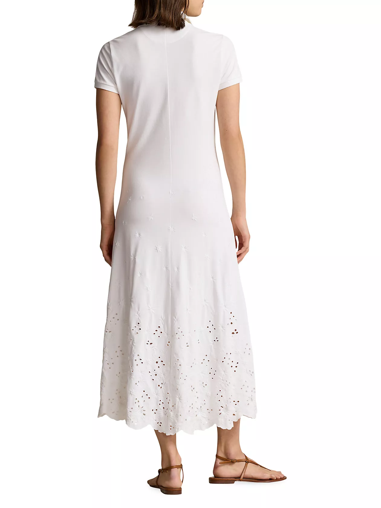 Eyelet Polo Midi-Dress