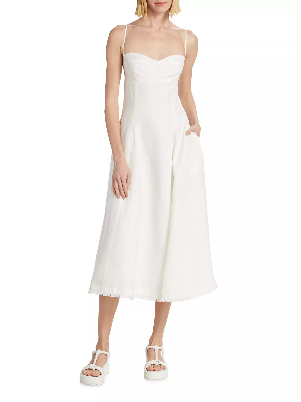 Analise Linen-Blend Bustier Midi-Dress