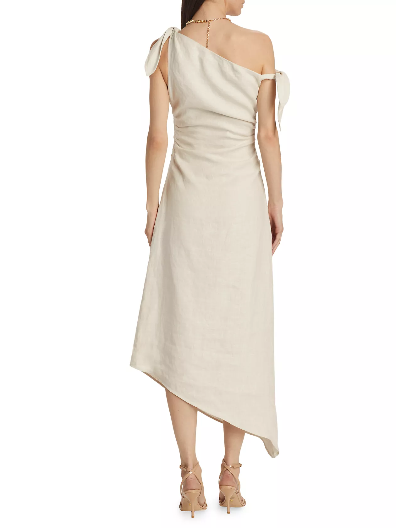 Affogato Linen Tie-Shoulder Maxi Dress