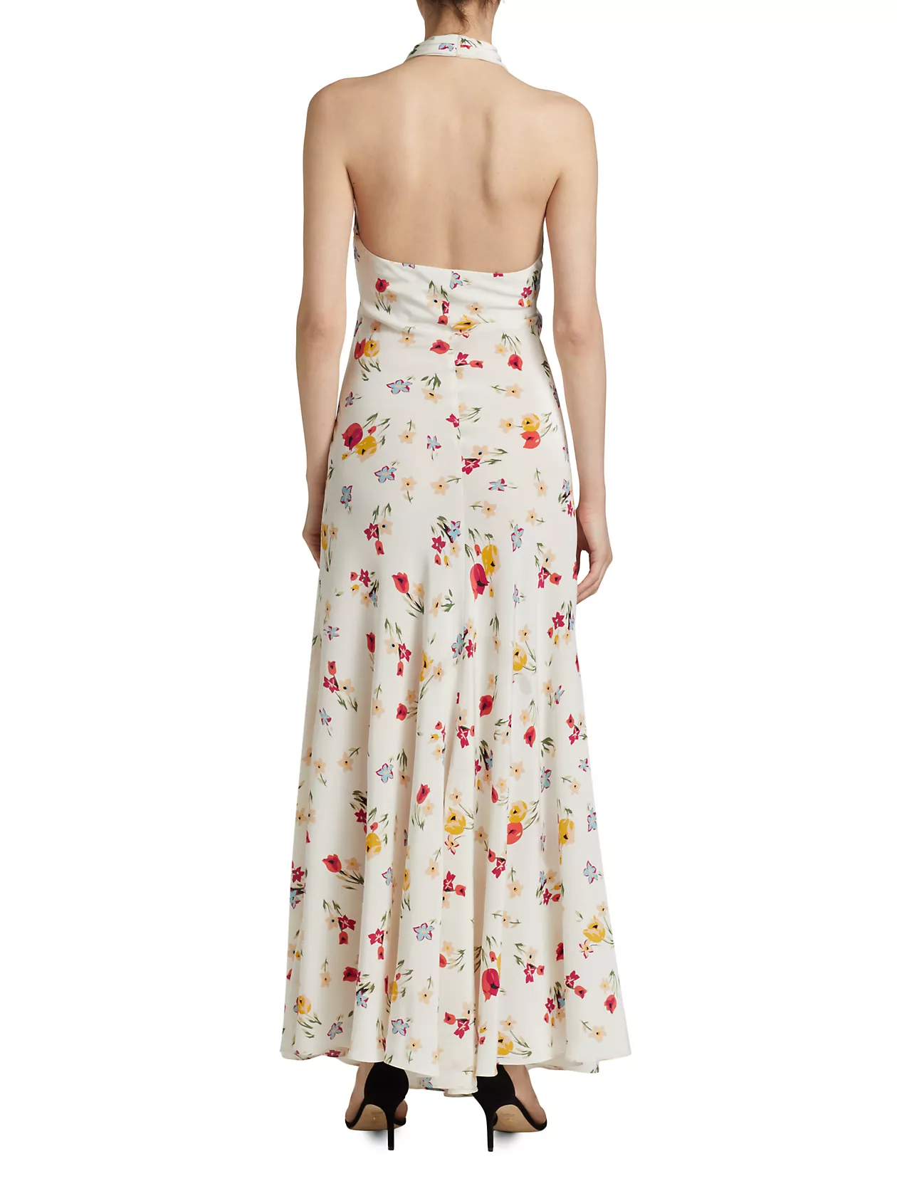 Floral Silk Halter Maxi Dress