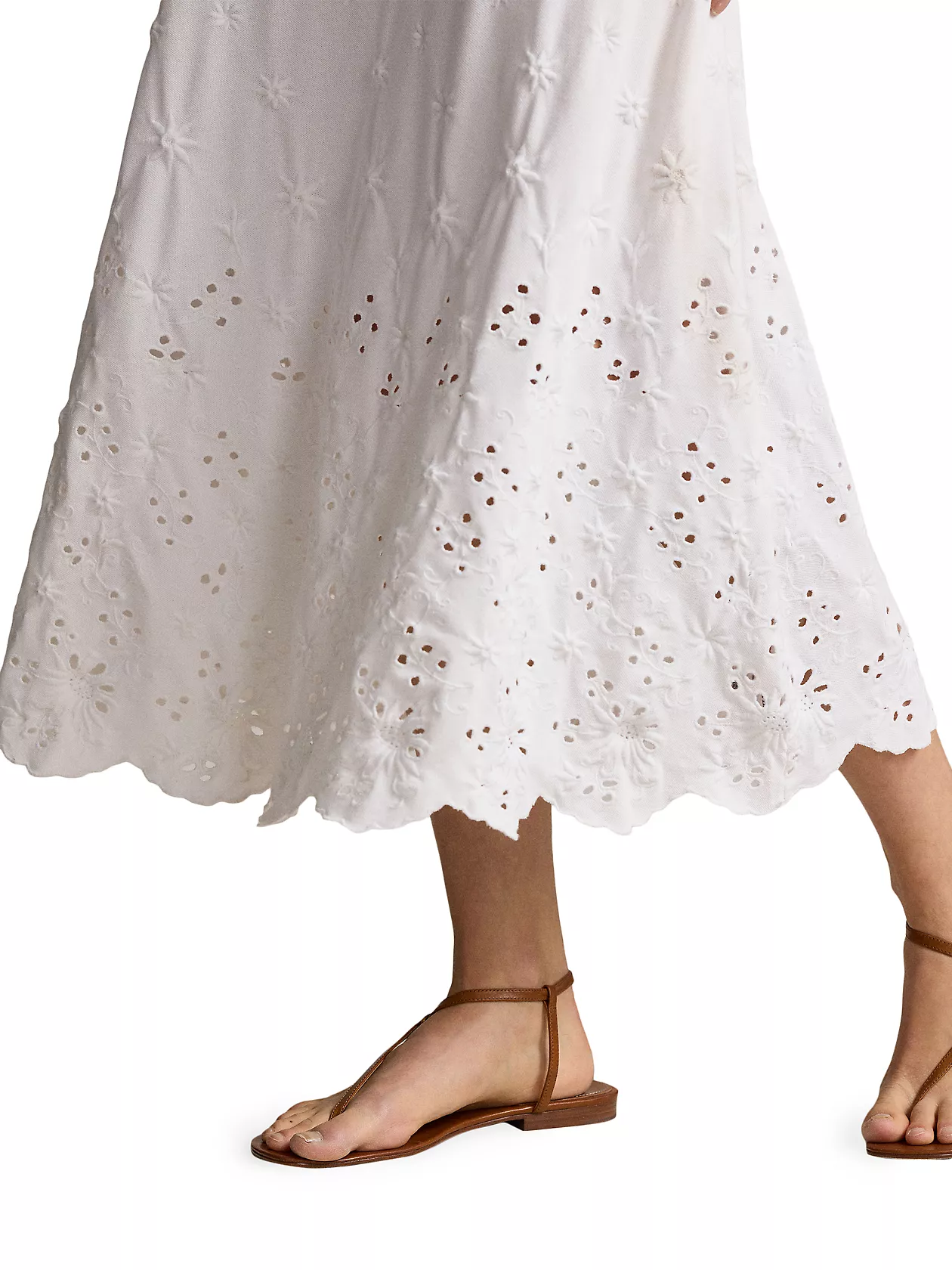 Eyelet Polo Midi-Dress