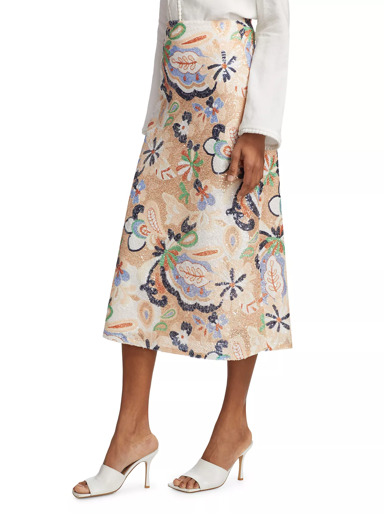 Blair Sequined Floral Midi Skirt