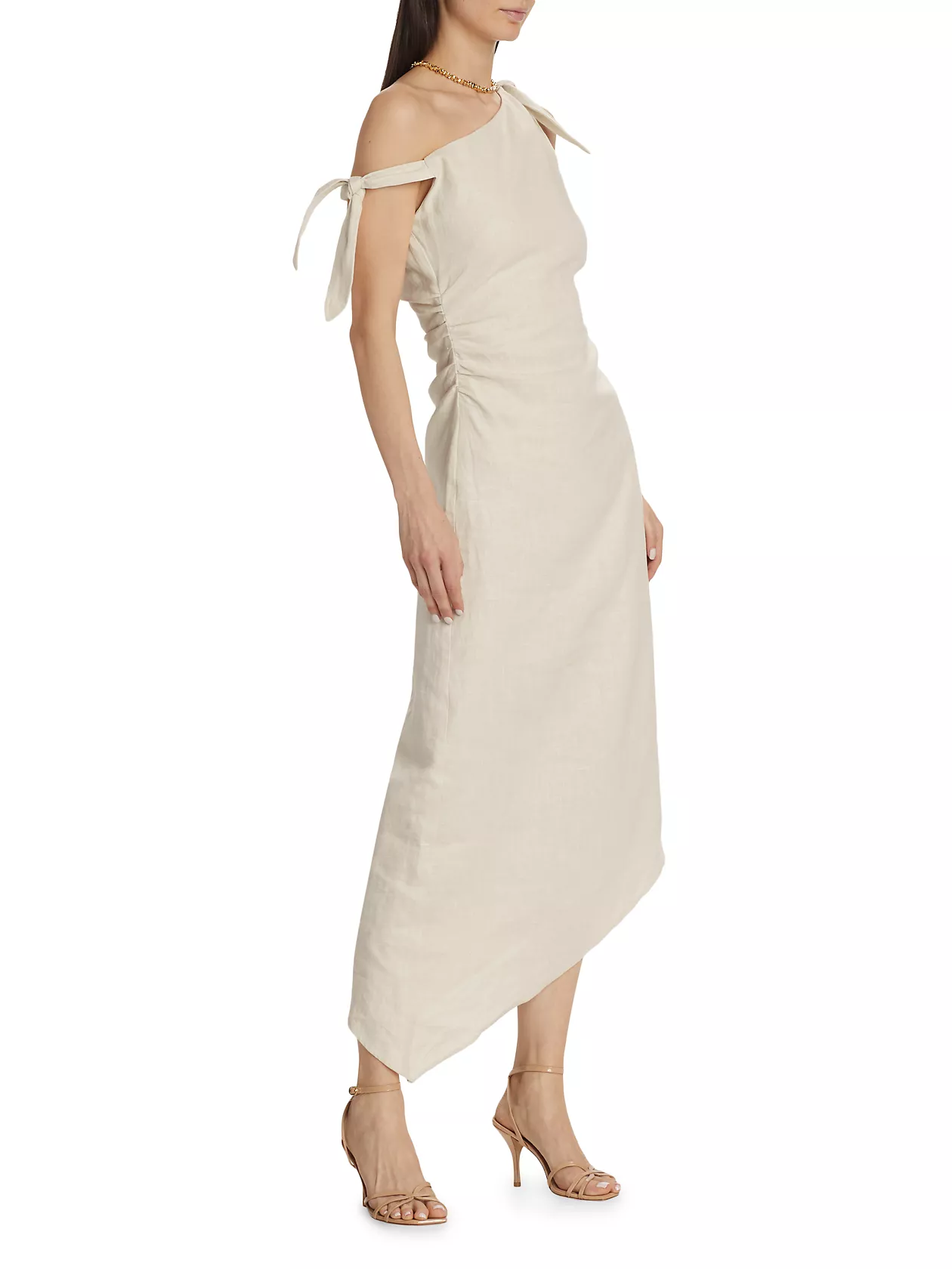 Affogato Linen Tie-Shoulder Maxi Dress