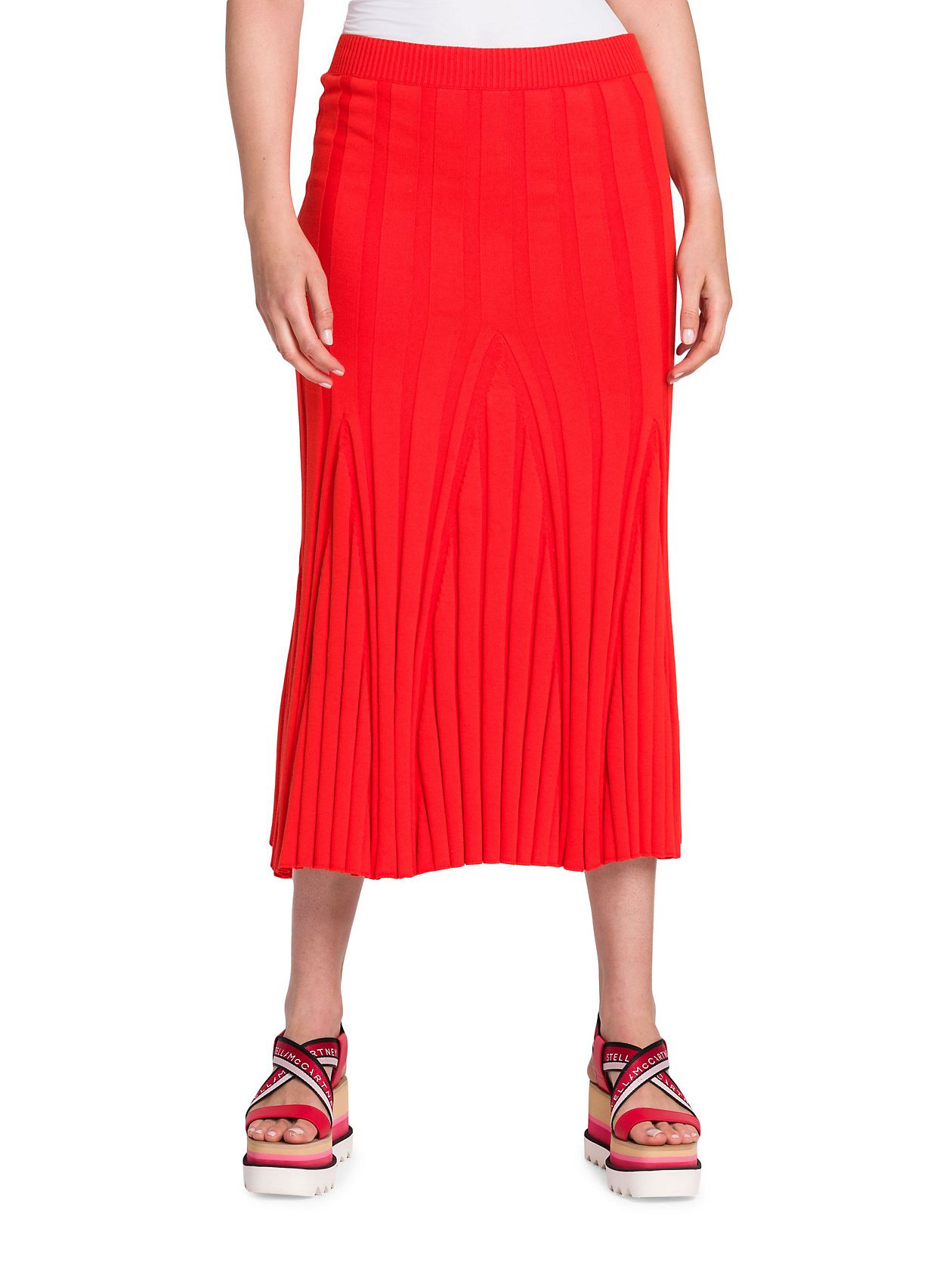 Wide Ribbed Midi Skirt