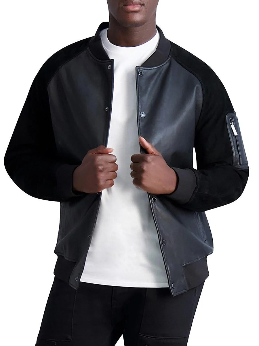 Suede Leather Bomber Jacket