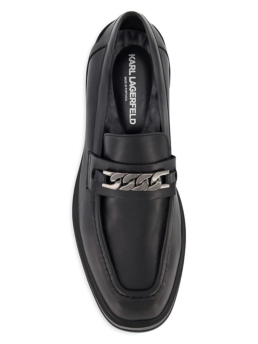 Chain Link Leather Loafers