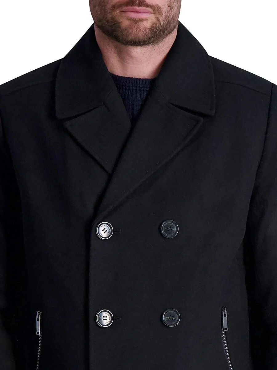 Double Breasted Wool Blend Peacoat