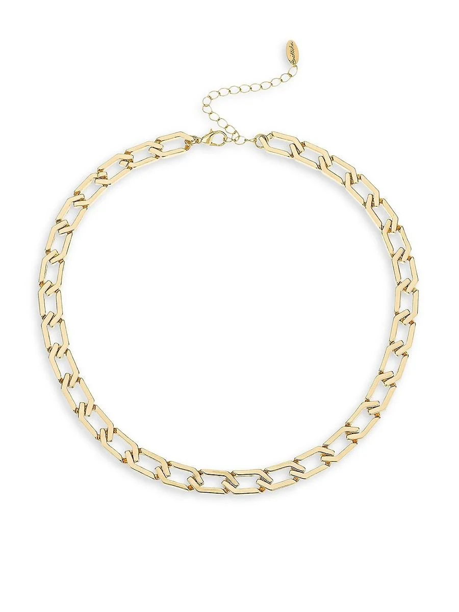 Goldtone Geometric Chain Link Necklace/15''