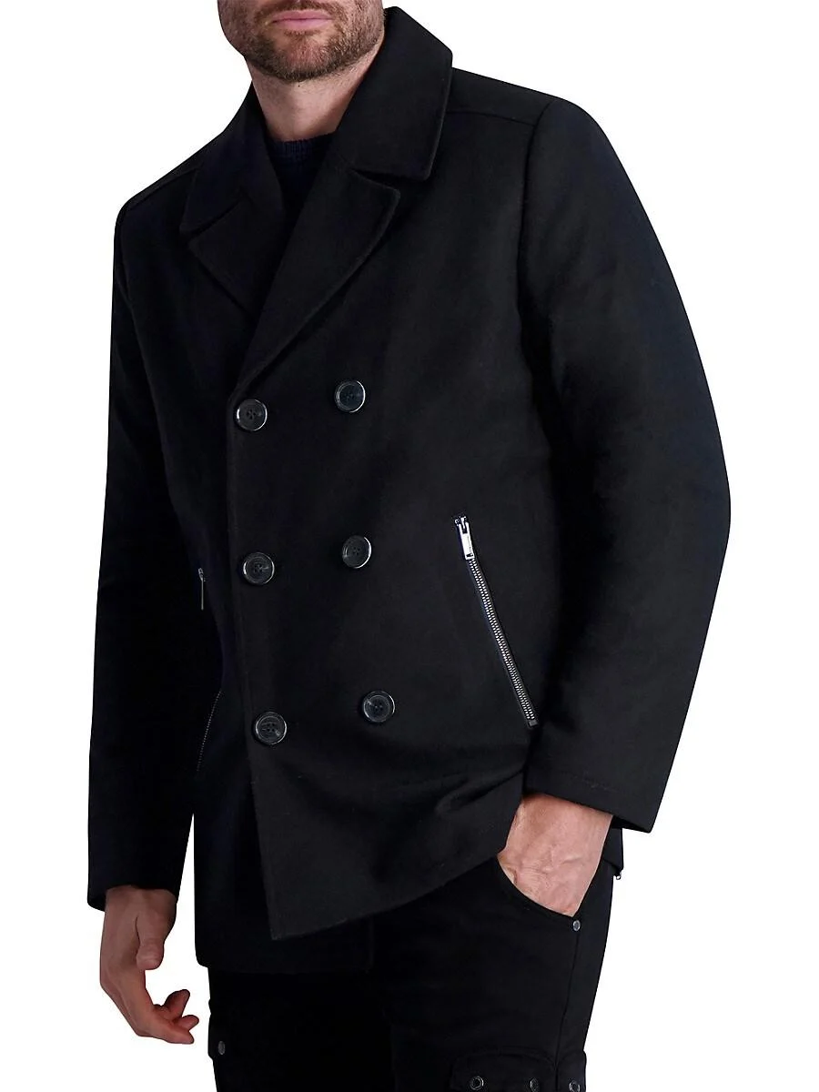 Double Breasted Wool Blend Peacoat