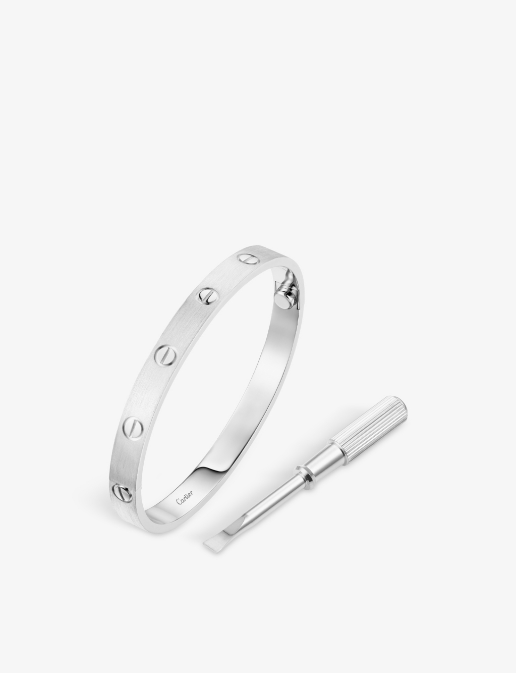 LOVE brushed 18ct white-gold bracelet