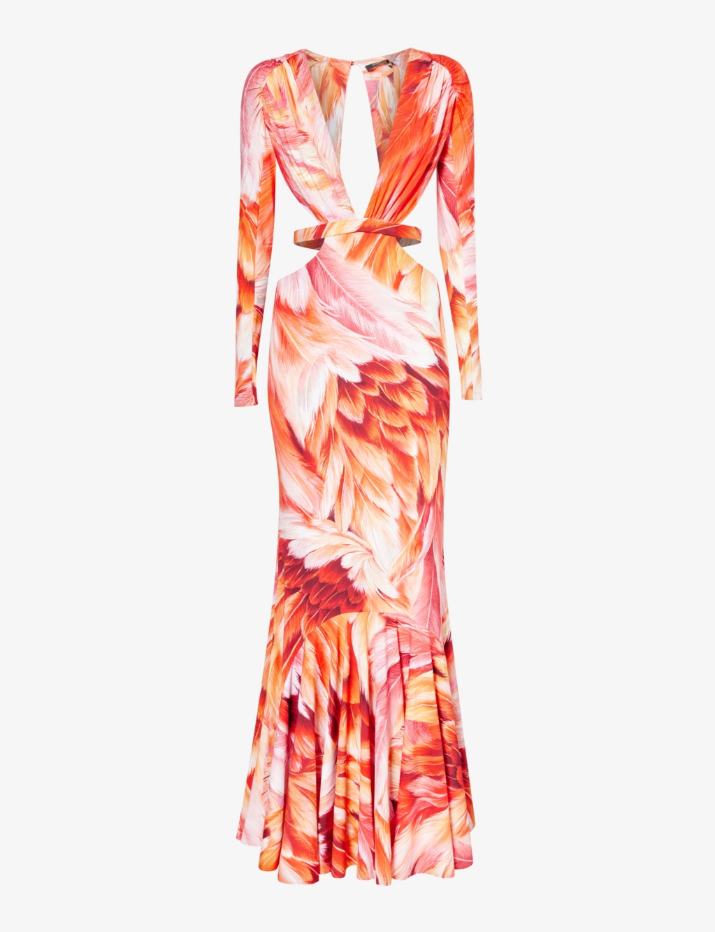 Floral-print long-sleeve stretch-woven maxi dress