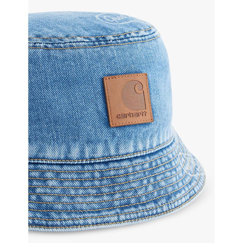 Stamp logo-patch organic-denim bucket hat