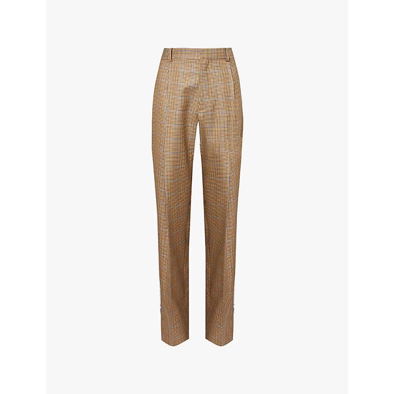 Chino check-print straight-leg high-rise wool trousers