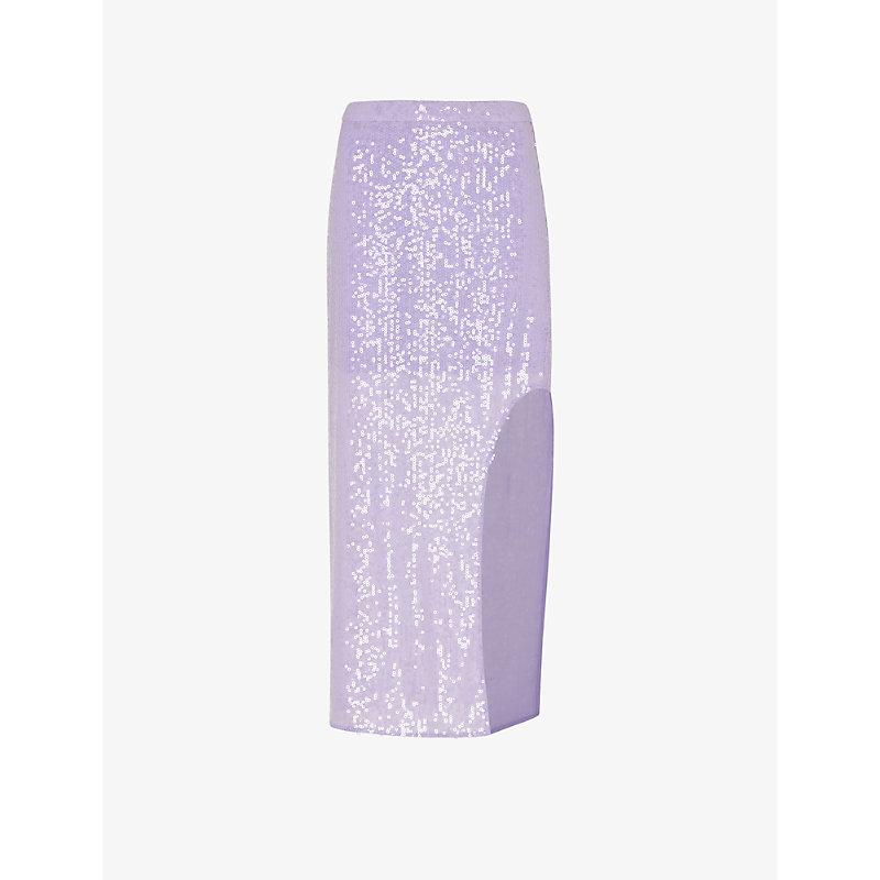 Lio split-hem sequin-embellished midi skirt