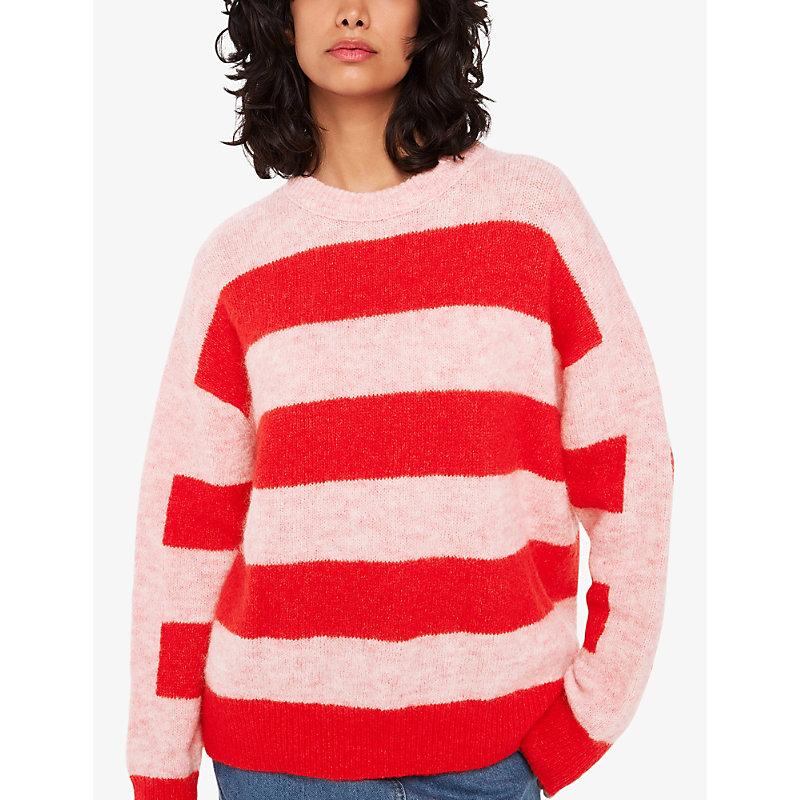 Stripe-pattern relaxed-fit mohair-blend jumper