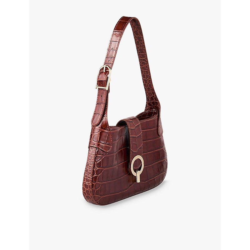 Mock-croc leather shoulder bag