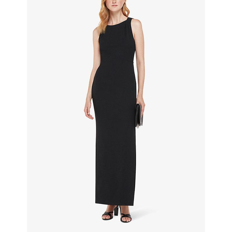 Tie-back high-neck stretch-jersey maxi dress