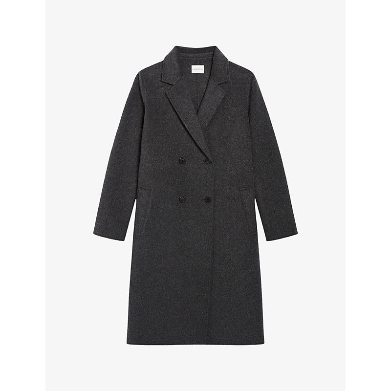 Double-sided double-breasted wool-blend coat