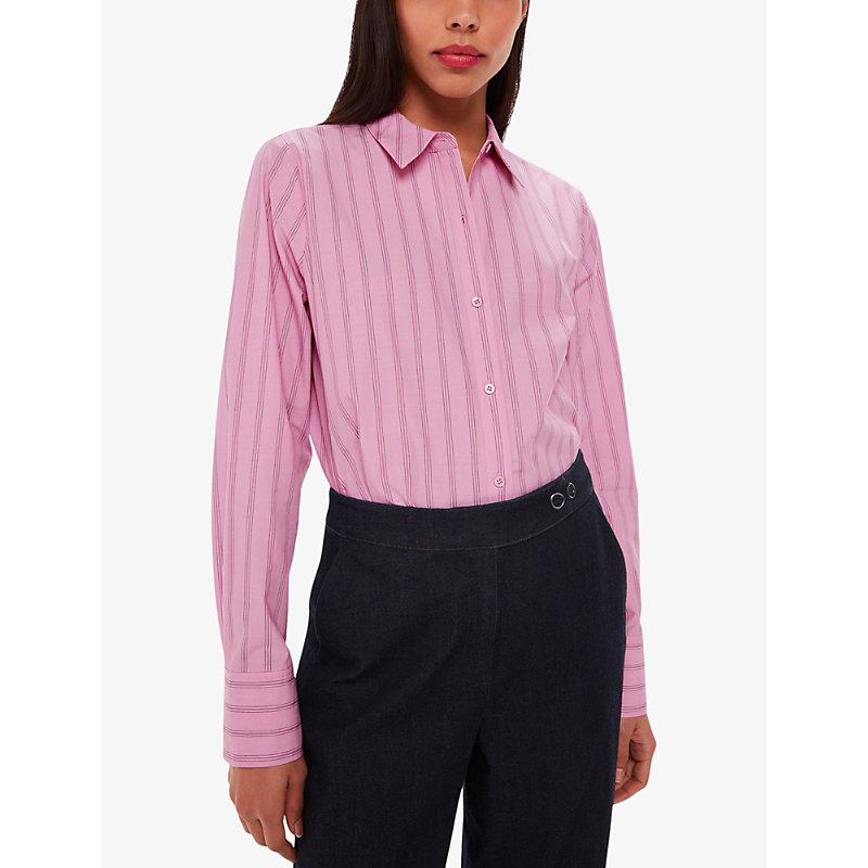 Relaxed-fit striped cotton-blend shirt