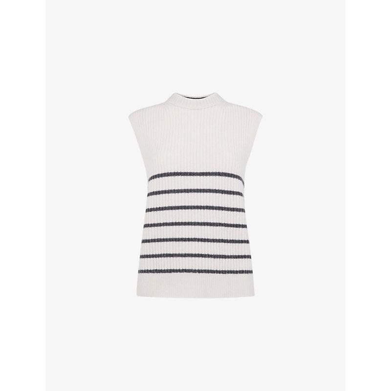 Round-neck relaxed-fit striped knitted tank