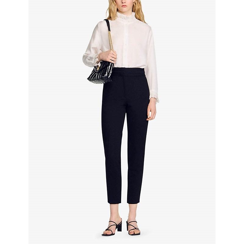 Straight-leg high-rise stretch-woven trousers