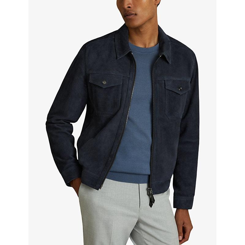 Pike patch-pocket regular-fit suede jacket