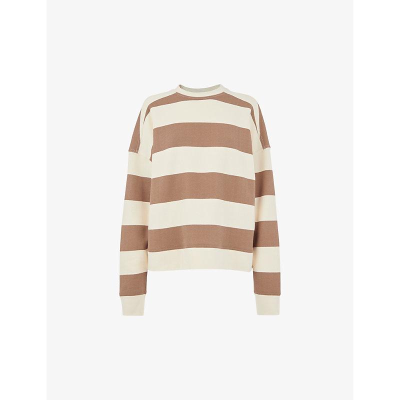 Stripe-pattern relaxed-fit cotton sweatshirt